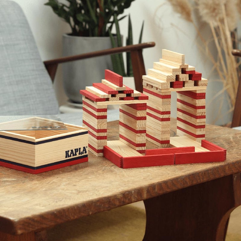 KAPLA 40 Squares Red - Wooden Construction Set - 40 Red Colored Building Planks - for Ages 3+ - Image 3